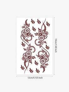 1-2pcs Tattoo Stickers, Free Gift Flower Henna Temporary Tattoo Stickers, Waterproof, Sweat-Proof PVC One-Time Use Realistic Tattoo Stickers, Suitable For Fashion Enthusiasts Daily Use - Hot Pink - View 3