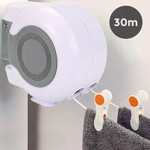 NetHong 30m Retractable Clothes Reel Double Heavy Duty Washing Line Wall Mounted Outdoor - White - View 6