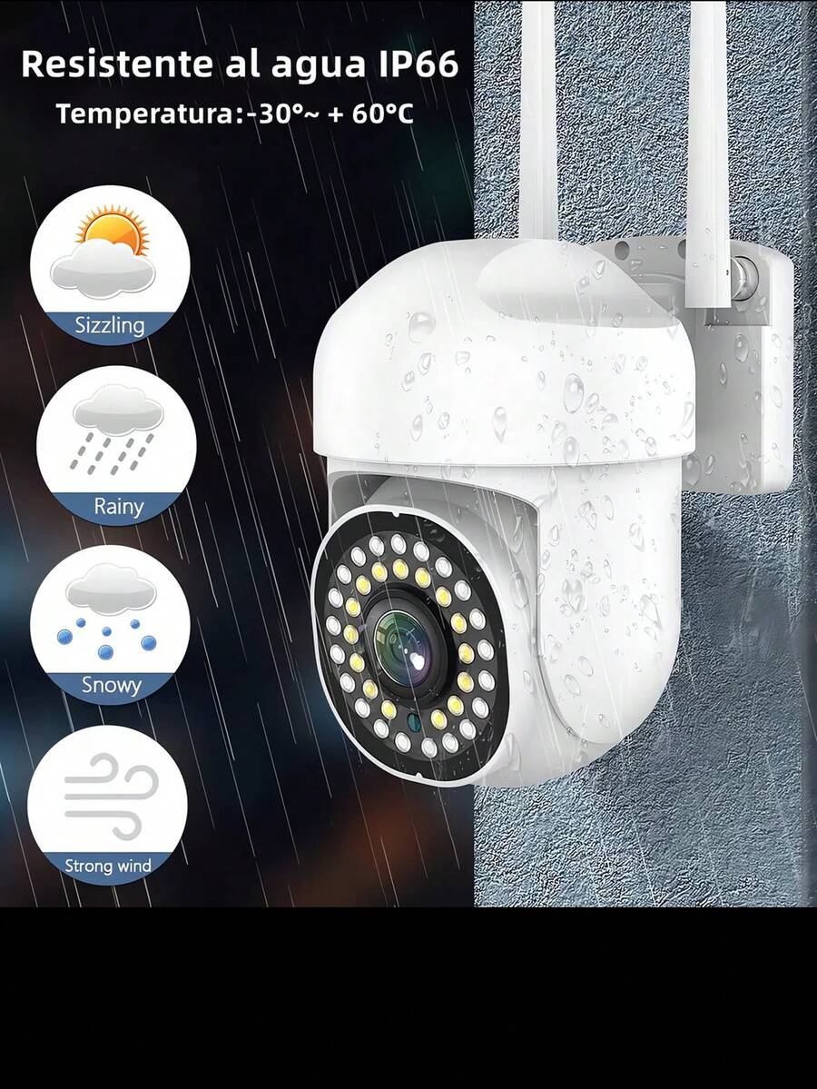 1pc Cámara De Seguridad Exterior Wifi Hd 360° Visión Alarma Color Blanco - Blanco - Ver 1