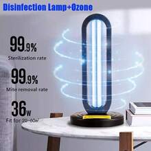 Portable UV-C Sanitizer Lamp For Home & Office - 3 Timer Settings, Remote Control, Cordless Air Purifier & Disinfection Tool Kills Bacteria, Viruses, Dust Mites & Insects, Compact Design For Bedroom, Kitchen, Bathroom, Kitchen Disinfection | Modern Room Accessory | Effective Pathogen Killer - Black - View 8