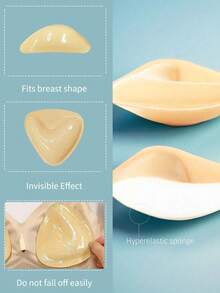 1 Pair Of Double Sided Self-Adhesive Bra Pads, Chest Pads Adhesive Pads, Reusable Padding Pads, Bra Bikini Invisible Thickened Chest Pads Waterproof For Swimming