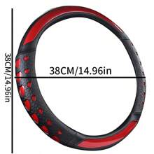 1 Stück stilvoller Kunstleder Lenkradabdeckung mit Herzmustern in Rot und Schwarz - passend für alle Autos, ganzjährig, Sport-Innen-Zubehör, süß, Kraftfahrzeug Innen-Bedarf
