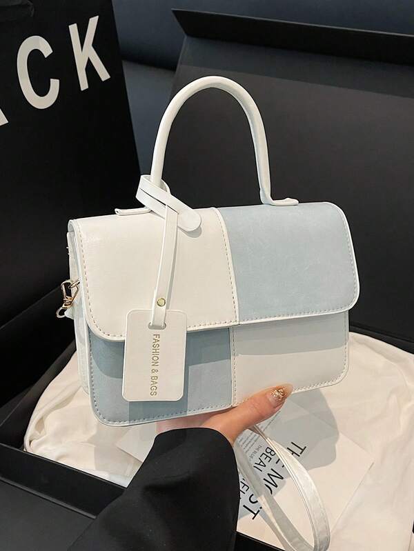 New Stylish Simple Plaid Patchwork Handbag Women Shoulder Messenger Crossbody Bag For Daily Work Casual Commute, Holiday Gift