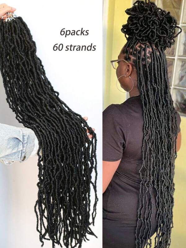 36 polegadas 1/3/6/9 Pacotes de Cabelo Sintético Trançado Crochet Soft Locs Nu Locs de Cor Natural, Todo Fio sem Extensão Novo Locs Falso Pré-Enrolado Super Leve (Preto/Rosa/Azul/T27/Bud/Ombre)