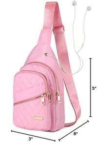 Small Sling Backpack For Women, Chest Bag Daypack Crossbody For Travel Sport Running Hiking Black - 粉色 - 查看 9