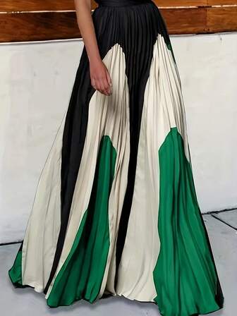 Falda de poliéster con patrón geométrico elegante para mujer de talla grande