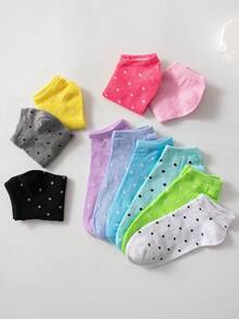30 Pairs Kids Short Socks: Candy Colors, Lace Bow, Heart Pattern, Stripes, Soft & Comfortable, Casual Versatile, Student Socks - Suitable For Daily Wear, Random Mixed Colors - Multicolor - View 9