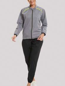 1Set Sauna Suit For Women Sweat Suits Gym Workout Exercise Sauna Jacket Pants Full Body - Black - View 2