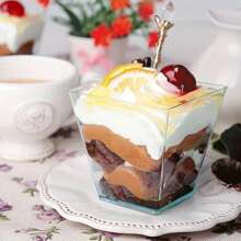 12/25/50/100 pièces Coupes à dessert en plastique transparent, petites coupes carrées en plastique transparent pour gelée, convient pour les fêtes, les mousses, les crèmes-desserts, les desserts, les mini-gâteaux glacés (réutilisables)