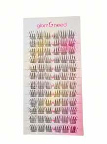GLAM&NEED 72 piezas de pestañas postizas individuales en racimo segmentado, de 10-12 mm, suaves y delicadas con tallos negros, 12 filas, con apariencia natural, ligeras, reutilizables y aptas para uso diario