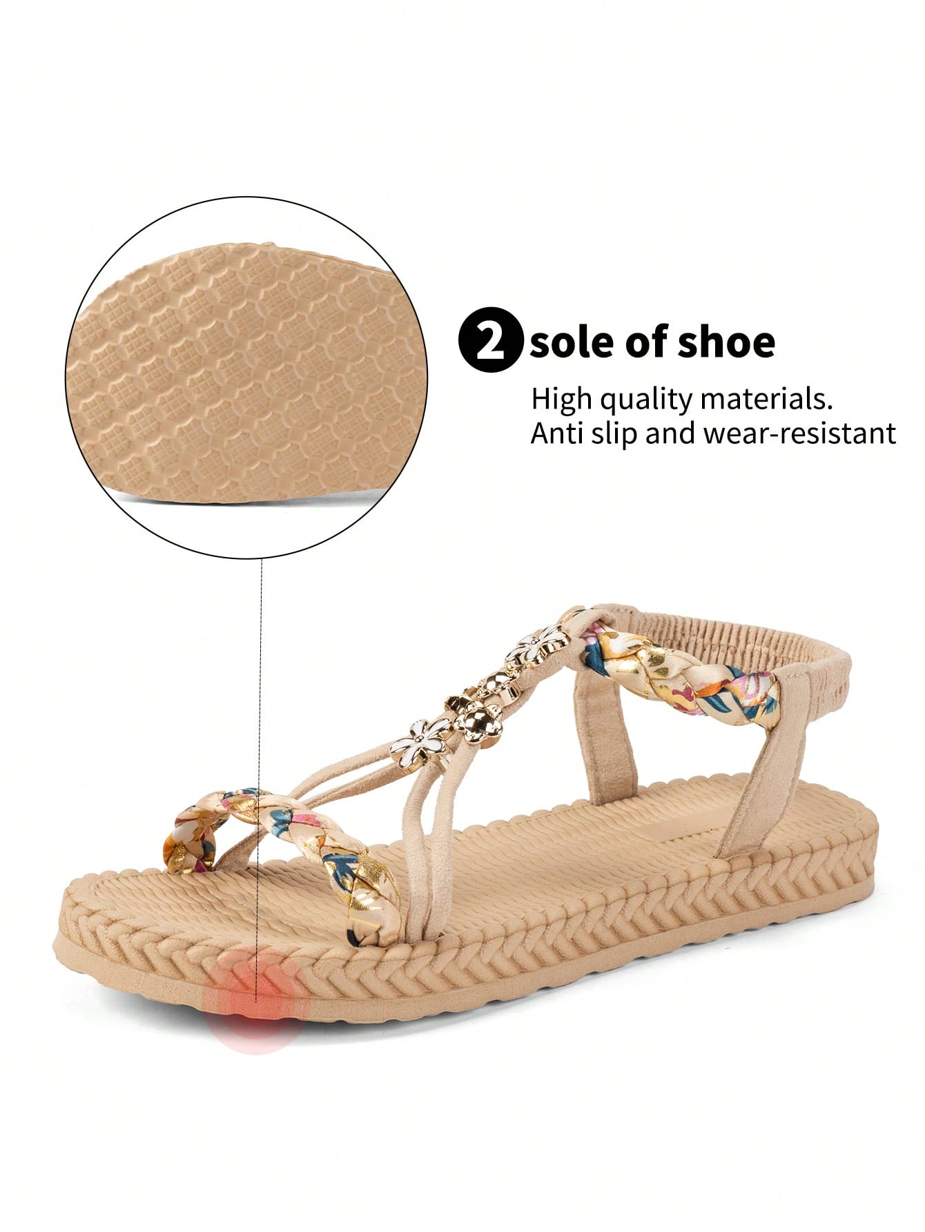 WRCVS صندل نسائي مسطح بيج، أحذية شاطئ خفيفة الوزن...