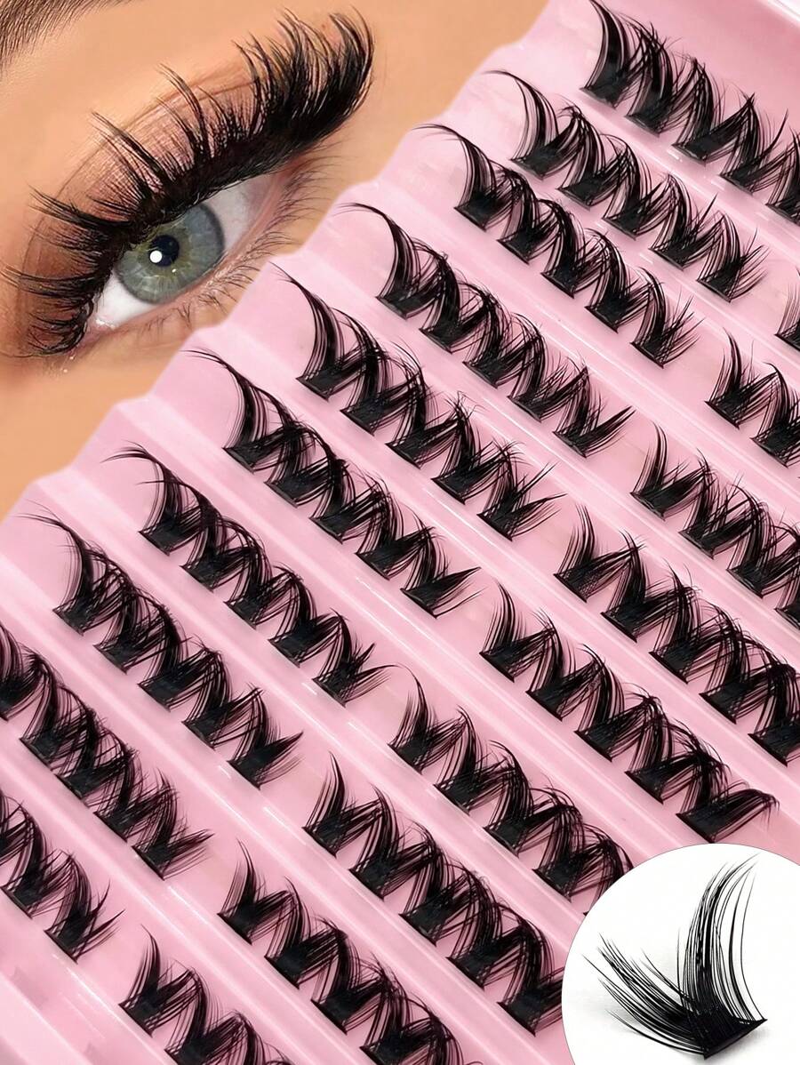 Asiteo 100 Stück D-Curl Einzelwimpern, gemischte Länge, weich, flauschig und leicht, falsche Wimpern, DIY Wimpernbüschel, für tägliches Make-up Verlängerung, Wimpernbüschel, Einzelwimpern, Wimpern, Falsche Wimpern
