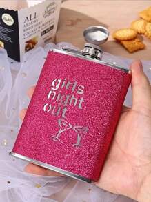 1 Stück 8oz Blinkende Edelstahl Hüftkflasche, "Mädelsabend" tragbare Outdoor Edelstahl Trinkflasche, blinkende Spirituosenflasche für Frauen