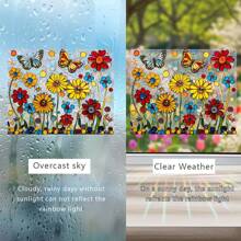 1 Piece Of Beautiful Flowers With Butterflies Flying, 2D Flat Square Color Film Acrylic, Colorful Light, Suitable For Outdoor Garden Sun Catcher, Living Room, Bedroom, Indoor Wall Art Hanging Decoration, Suitable For Family And Friends As Housewarming Gifts, Daily Gifts, Anniversary Gifts And So On