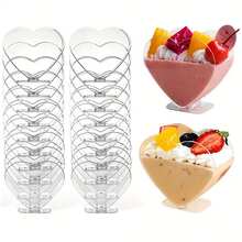 20/10pcs 3OZ Clear Heart-Shaped Mousse Cups, Dessert Cups, Ice Cream Cups, Pudding Cups, Jelly Cups, Tiramisu Cups, Mini Cups, Suitable For Cakes, Ice Cream, Tasting, Parties, Buffets, Weddings, Birthday Parties, Valentine''s Day - Multicolor - View 2