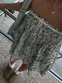 Floral Graphic Print Tube Tops Y2k Elastic Bust Strapless Flowy Camis Sweet Cute Off Shoulder Backless Babydoll Vest