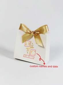 10/50/100pcs Custom Initial Wedding Favor Boxes With Bow, Personalized Monogram Gift Box With Names & Date For Guest, Elegant Candy Packaging For Engagement, Reusable Thank You Box For Party Or Bridal Shower, Multi-Functional, Stylish, High-Quality, Colorful, Ideal Gifts For Him, Tea Room, Home, Garden, Office, For Anniversaries, For Valentine's Day, For Mother's Day, For Birthdays, For Father's Day, For Graduation, For Weddings, For Housewarming, Art Activities For Children