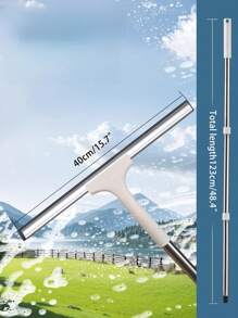 2-In-1 Rotatable Window Cleaner With Extendable Pole - Dual-Sided Glass Tool For Indoor/Outdoor Windows, Car Glass, High-Rise Cleaning - Detachable Head For Kitchen Counter Scraps, Bathroom Mirror Fog