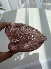 Women's Sandals, Shiny Jelly Hollow Fruit Design Beach & Home Flat Closed Toe Aqua Shoes, Soft Breathable Glitter Rose Pattern Sandals, Summer