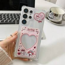 Sanrio Love Melody Card Holder Phone Case/Lanyard Phone Case/Wallet Phone Case/Pink Phone Case Compatible With Galaxy S25, Galaxy S24 Ultra, Galaxy S24 FE, Galaxy S25 Ultra, Galaxy A36, Galaxy A56, Galaxy S23 Ultra, Spark GO 2024, POP8, Spark 20C, Spark 20, Pova 6, Pova 6 PRO 5G, POP9 4G, Spark GO1, Spark GO 2025, Shockproof, Can Hold Student Card, Credit Card, ID Card