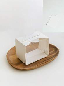 5pcs/Set White Transparent Window Cake Boxes With Base, Two Shapes Available, Material, Suitable For Cake Shops, Dessert Shops, Household Use, Gift Packaging, Great Cake Packaging Box (No Stickers Included)