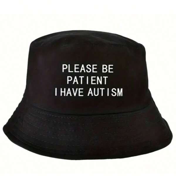 1 pieza Sombrero de cubo de poliéster unisex divertido "Tengo autismo", sombrero protector solar para exteriores, escalada, pesca