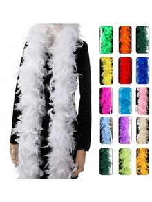 1PC Colorful Artificial Fur Boas For Women For Dancing Wedding Party Halloween,Stage Decoration Holiday Party Headwear Accessories Clothing Accessories, ,Scarf Decoration, Suitable For Birthday Party, Halloween,Horse Racing, Tea Party, New Year's Eve, Concert And Home Decor, Dance Wedding, Stage Performance, Carnival Costume And Accessories, Party Supplies,Ideal Choice For Gifts