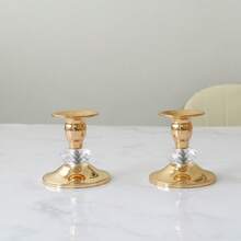 2pcs/Set Gold Candle Holder, Metal Candle Stand For Centerpiece Decor, Christmas, Wedding, Birthday Party, Anniversary, New Year, Valentine's Day (Candles Not Included) - Multicolor - View 6