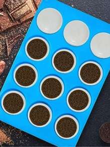 1pc Chocolate Cookies Silicone Mold, 12-Cavity Round Cylinder Silicone Mold For Cookies, Desserts, Jelly, Pudding, Candy, Cupcake And Cookie Baking