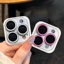 [Smart Photochromic]彩色鏡頭保護膜適用於 iPhone 16 Pro Max/15 Pro Max/14 Plus | 9H 防爆鋼化玻璃 | 夜間攝影必備 | 防刮、防指紋、防摔 3 合 1，生日禮物，送給朋友和家人的禮物，手機配件，防水，防震，全覆蓋 - 紅色 - 查看 3