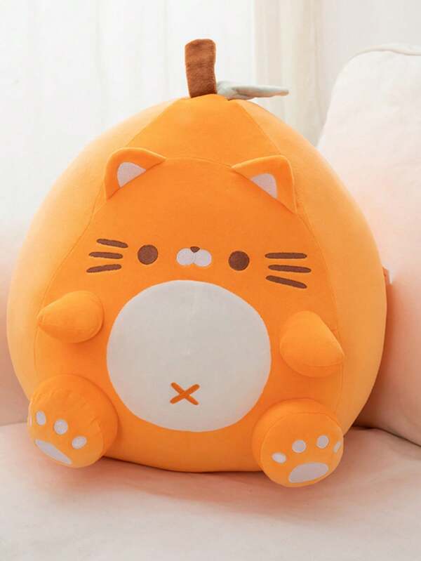1PC 23cm/9.05in Soft Cute Orange Cat Doughnut Cat Doll Ornament Children's Gift Sleep Soothing Doll Birthday Gift Fruit Cat Pillow For Kids