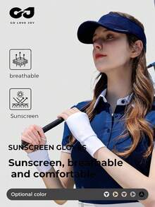 GOLOVEJOY 1 Pair Women Summer New Ice Silk UV Protection Gloves, Golf Outdoor Sports Half Finger Gloves, Fashion Solid Color Thin Breathable Gloves - Suitable For Golf, Fishing, Outdoor Sports - Multicolor - View 2