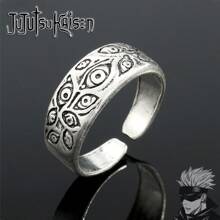 Jujutsu Kaisen 1 pièce Bague ajustable avec style Infini des yeux de démon de Gojo Sukuna Yuji Megumi Six Eyes de Jujutsu Kaisen, convient pour des cadeaux commémoratifs, le cosplay et les accessoires de mode