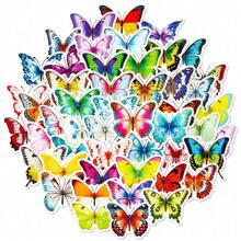 50 piezas de pegatinas creativas con diseño de mariposas de colores, para decorar equipaje, guitarra, cuadernos, tazas de agua