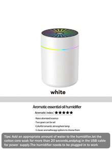 1 pieza Humidificador con capacidad de agua de 180ml, diseño de luz de degradado de color, aumenta la humedad del aire y previene la sequedad, agrega aceites esenciales de aromaterapia para eliminar olores desagradables en interiores y mantener el aire fresco, modo de rociado intermitente, adecuado para decoración de dormitorio, difusor de coche, accesorios de automóvil y artículos esenciales automotrices, se usa enchufado a la corriente, color negro - Humidificador de aire USB - Ver 18