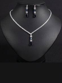 3pcs/Set Women's Fashion Bridal Wedding Jewelry Set, Necklace Earrings Combination, Glittering & Luxury Ladies Fashion Accessory Set, Summer Jewelry Set, Western Ball Jewelry, Holiday Gift (Multiple Colors Available)