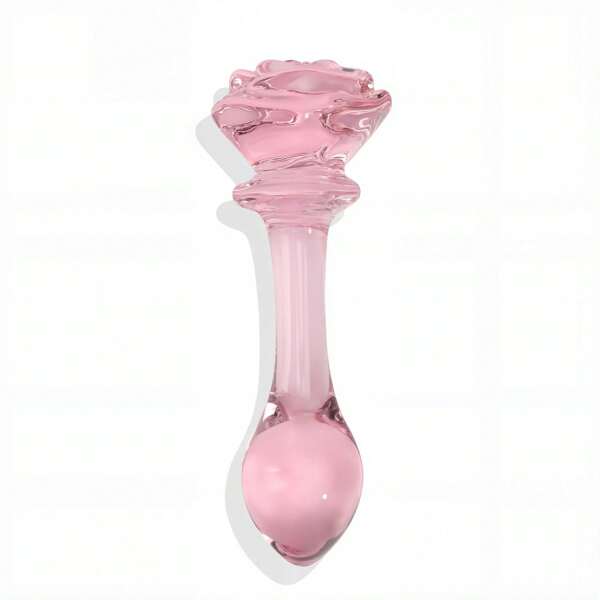 Pink Rose Glass Dildo Butt Plug, Crystal Rose Anal Plug Beads Dildo, Adult Anal Training Sex Toys Set For Men And Women, Three Cute Styles Of Beginner Anal Wands For Varied Stimulation