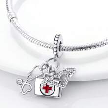 1pc Medical Series Silver Colorful Enamel Charms For 3mm Bracelet Necklace DIY Making Beads Pendant Ideal For Nurses Doctors And Medical Students On Nurses' Day Graduation Hospital - Events And As Appreciation Gifts