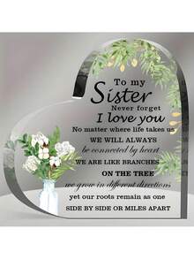 Hot-Selling 3D Acrylic Heart-Shaped Flower Pattern Decoration, Gift For Friends And Family, Friendship Gift - Acrylic Heart-Shaped Craft, Gift For Valentine's Day, Mother's Day, Halloween To Friends And Relatives, Memorial Gift - Transparent - View 2