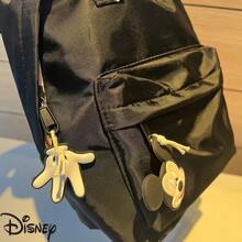 Disney 1pc Mickey Mouse Lightweight Black Nylon Backpack, Polyester Lining + Front Zip Pocket, Versatile Commute/School Accessory School Supplies, Back To School