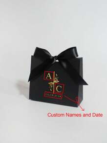 10/50/100pcs Custom Initial Wedding Favor Boxes With Bow, Personalized Monogram Gift Box With Names & Date For Guest, Elegant Candy Packaging For Engagement, Reusable Thank You Box For Party Or Bridal Shower, Multi-Functional, Stylish, High-Quality, Colorful, Ideal Gifts For Him, Tea Room, Home, Garden, Office, For Anniversaries, For Valentine's Day, For Mother's Day, For Birthdays, For Father's Day, For Graduation, For Weddings, For Housewarming, Art Activities For Children