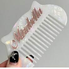 Personalized Name Cats Design Acrylic Hair Comb, Cartoon Style Comb, Minimalist Home/Commute, Bridesmaid Gift - Multicolor - View 3