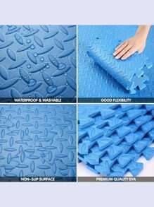 Esterilla de piso entrelazada de EVA con tiras de borde, apta para sala de estar, gimnasio, sala de juegos - lavable, duradera, plegable, esterilla de fitness multifuncional, esterilla de espuma, decoración del hogar, decoraciones de fiesta, esterilla de gateo antideslizante, decoración de piso del hogar, anti-caída/humedad/impermeable/anti-suciedad.