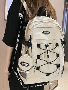 2pcs/Set High Capacity Women Backpack - White - View 2