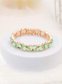 1 pieza Pulsera ajustable chapada en oro de 14K con decoración de mariposa danzante elegante, de moda y versátil