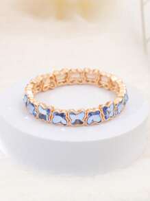 1 pieza Pulsera ajustable chapada en oro de 14K con decoración de mariposa danzante elegante, de moda y versátil
