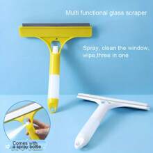 3-In-1 Multifunctional Glass Cleaning Brush With Built-In Spray Bottle - Ideal For Bathroom Mirrors, Windows And Car Glass - Durable Plastic Material, Bathroom Cleaning Tool | Vibrant Design | Attractive Design, Window Cleaning Brush