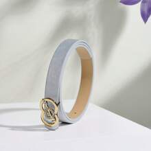 Elegant Zinc Alloy Buckle With Silver-White Color, Solid Color PU Leather Belt, Suitable For Various Occasions: Bohemian Casual, Cute Sexy Street, Party, Business, Fashion Versatile Outfit, Spring/Summer