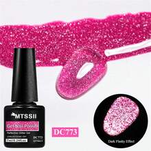 Mtssii 7ml Fluorescent Pink Reflective Nail Gel Polish Sparkling Shining Glitter Neon Color Nail Supplies Semi Permanent Soak Off UV Gel Varnish Sparkle Effect Nail Art Manicure - 彩色 - 查看 3