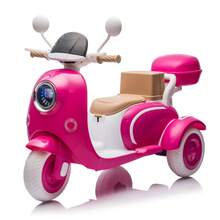 12V Two Motors Kids Ride On Level Up Two-Seater  Electric Motorcycle,Three-Wheel Toy W/Music,Bluetooth,USB,Backseat Flip Adult Seat,Portable Storage Hooks&Oversized  Trunk,LED Headlight  For Kids 3-6. - Red - View 4